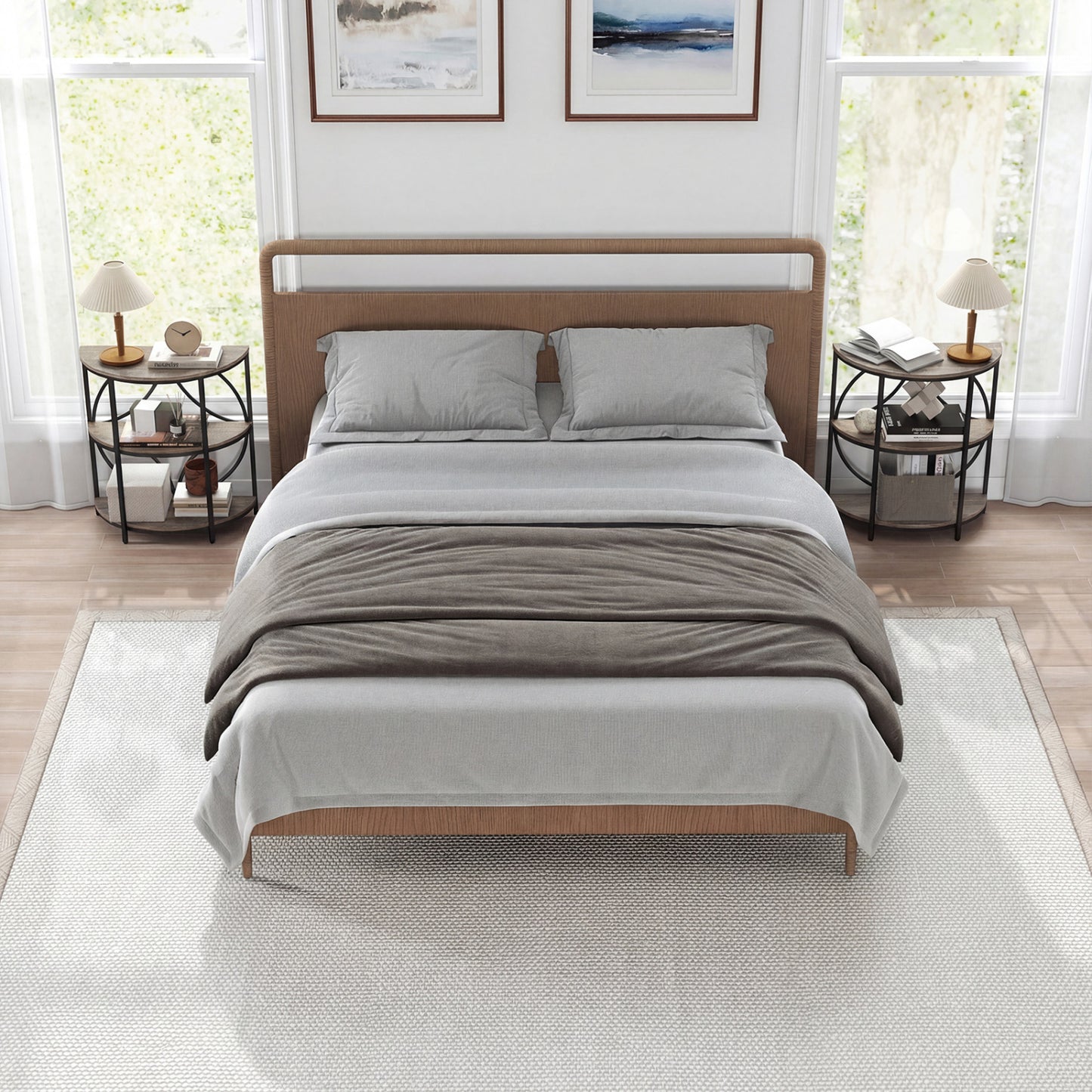 Narrow Side Table, Metal Frame, Storage Shelves, Gray End & Side Tables at Gallery Canada