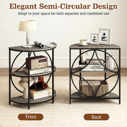 Narrow Side Table, Metal Frame, Storage Shelves, Gray End & Side Tables at Gallery Canada