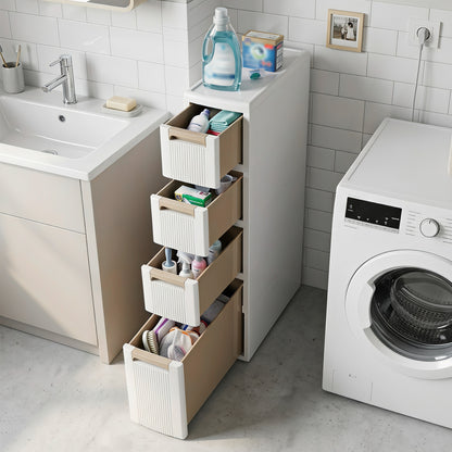 Narrow Storage Cabinet With Drawers, M, Beige Floor Cabinets at Gallery Canada