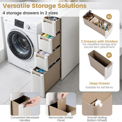 Narrow Storage Cabinet With Drawers, M, Beige Floor Cabinets at Gallery Canada