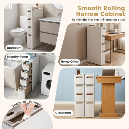 Narrow Storage Cabinet With Drawers, M, Beige Floor Cabinets at Gallery Canada