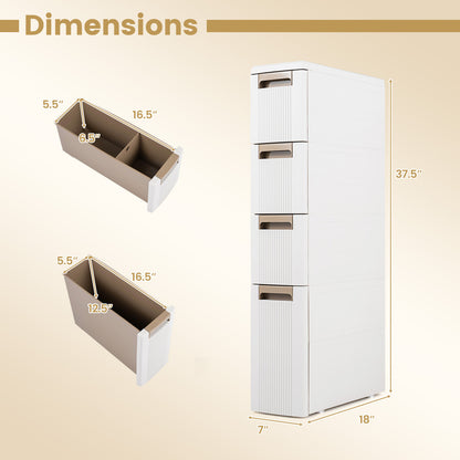 Narrow Storage Cabinet With Drawers, M, Beige Floor Cabinets at Gallery Canada