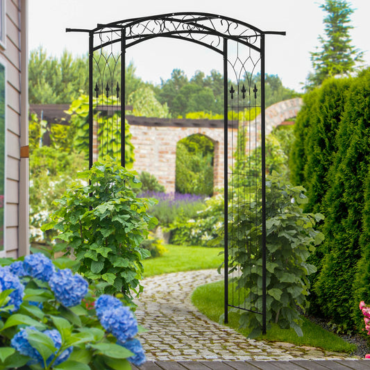 7Ft Garden Arbor, Wedding Arch, Scrollwork Trellis, Black Garden Arches Black at Gallery Canada
