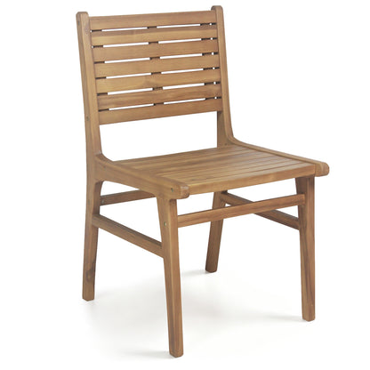 Natural Wood Armless Patio Chair with Slanted Back and Slatted Seat Patio Dining Chairs Natural at Gallery Canada