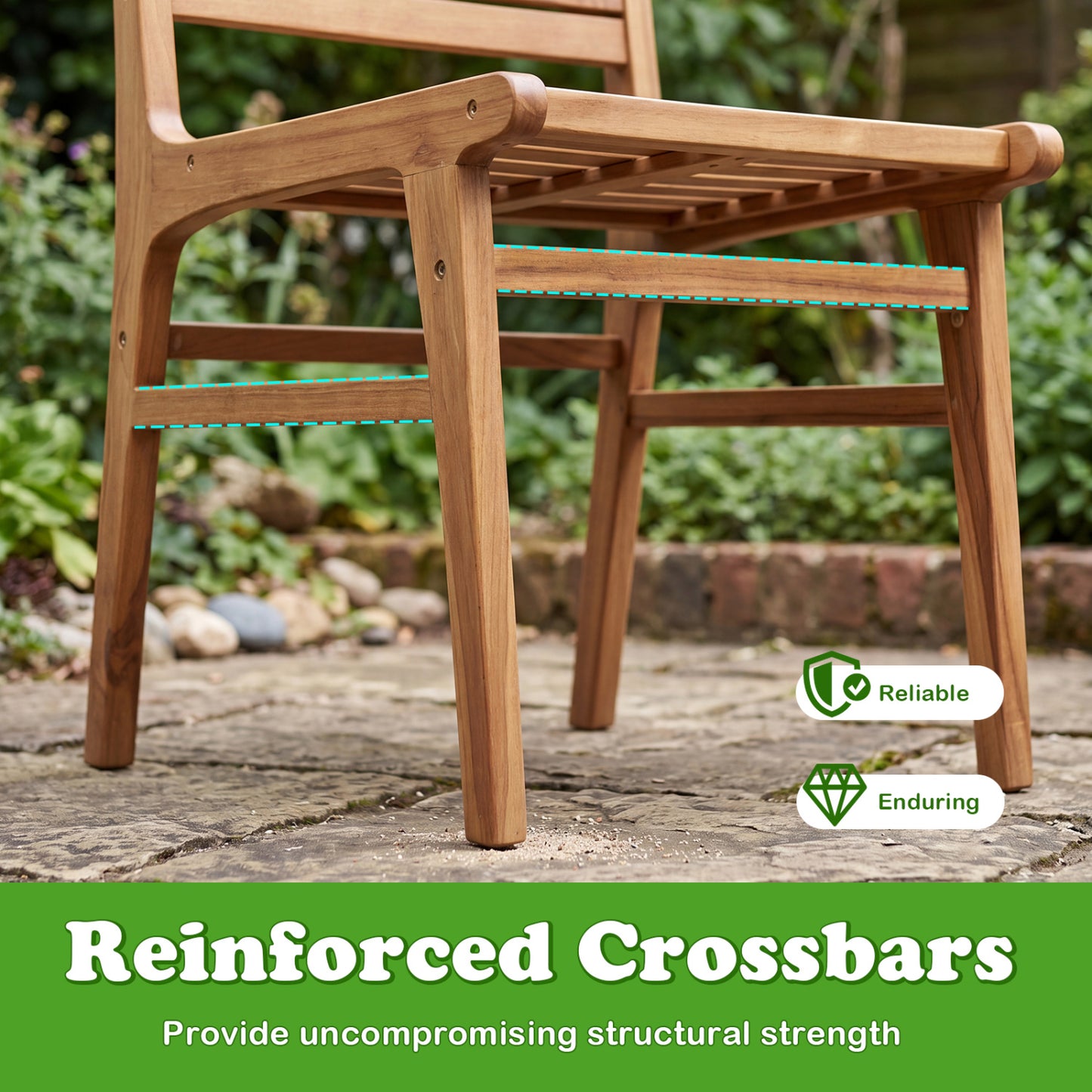Natural Wood Armless Patio Chair with Slanted Back and Slatted Seat Patio Dining Chairs at Gallery Canada