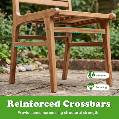 Natural Wood Armless Patio Chair with Slanted Back and Slatted Seat Patio Dining Chairs at Gallery Canada