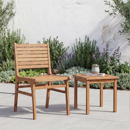 Natural Wood Armless Patio Chair with Slanted Back and Slatted Seat Patio Dining Chairs at Gallery Canada