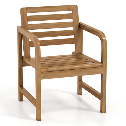 Natural Wood Patio Armchair with Slanted Back and Slatted Seat Patio Dining Chairs at Gallery Canada