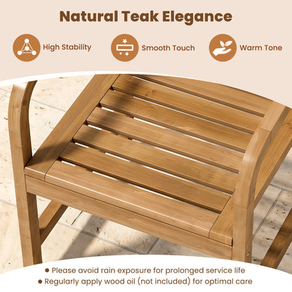 Natural Wood Patio Armchair with Slanted Back and Slatted Seat Patio Dining Chairs at Gallery Canada