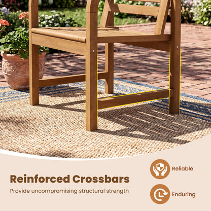 Natural Wood Patio Armchair with Slanted Back and Slatted Seat Patio Dining Chairs at Gallery Canada