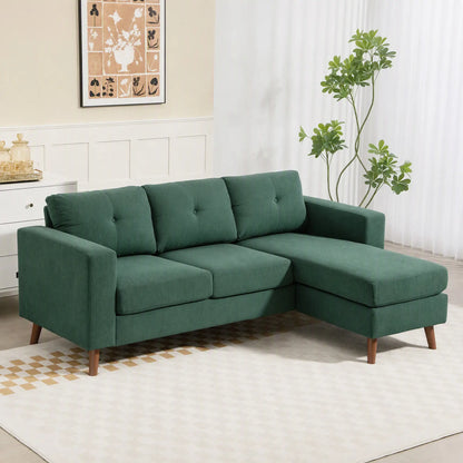 Sectional Sofa with Changeable Chaise, 3 Seat L-Shaped, Dark Green 3-Seater Sofas at Gallery Canada