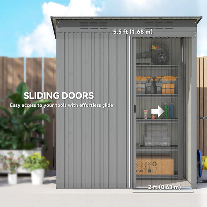 5.2' x 3.5' Metal Garden Shed, Easy Assembly, Light Grey Sheds at Gallery Canada