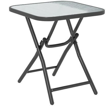 Folding Coffee Table, Tempered Glass Tabletop, Portable Bistro Table Patio Side Tables Black at Gallery Canada