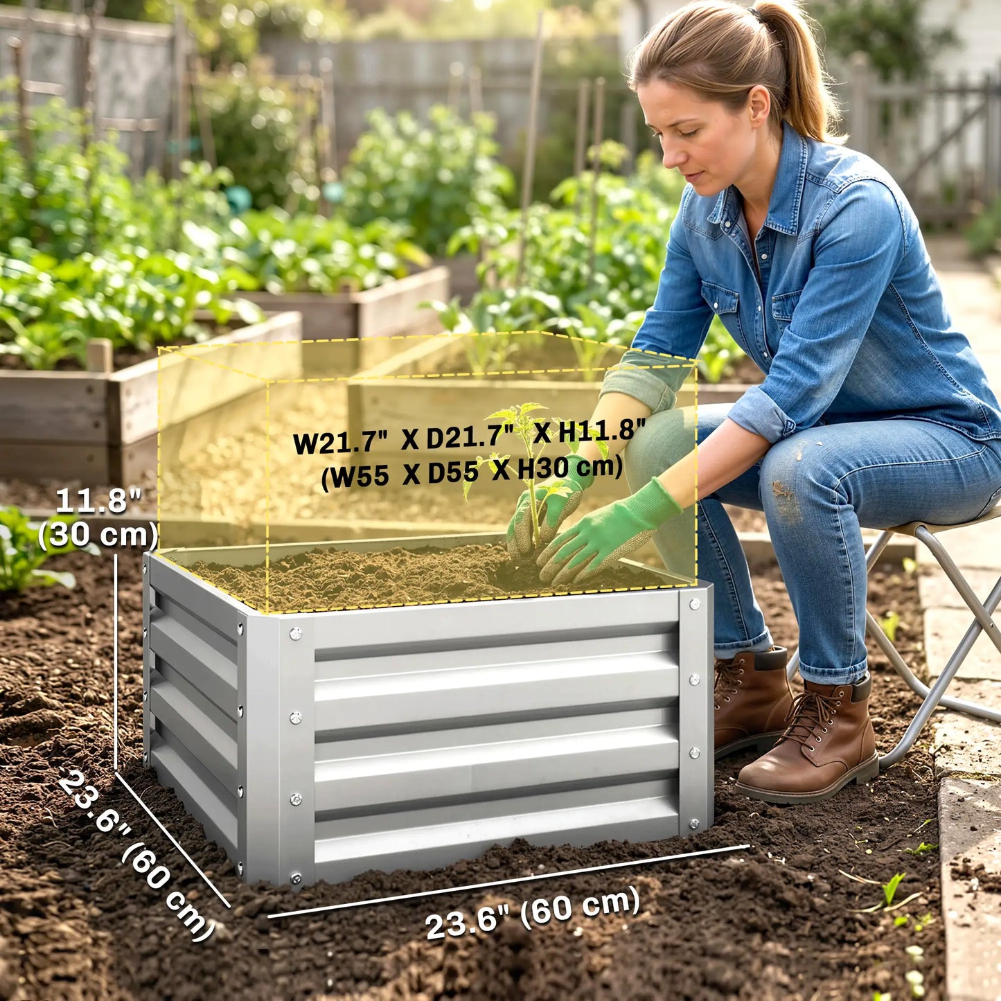 2' x 2' x 1' Raised Garden Bed, Galvanised Steel Frame, Vegetables, Flowers, Herbs, Silver Raised Garden Beds at Gallery Canada