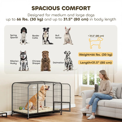 43 Inch Heavy Duty Dog Crate, Extra Large Metal Cage With Lockable Wheels Dog Cages & Crates at Gallery Canada