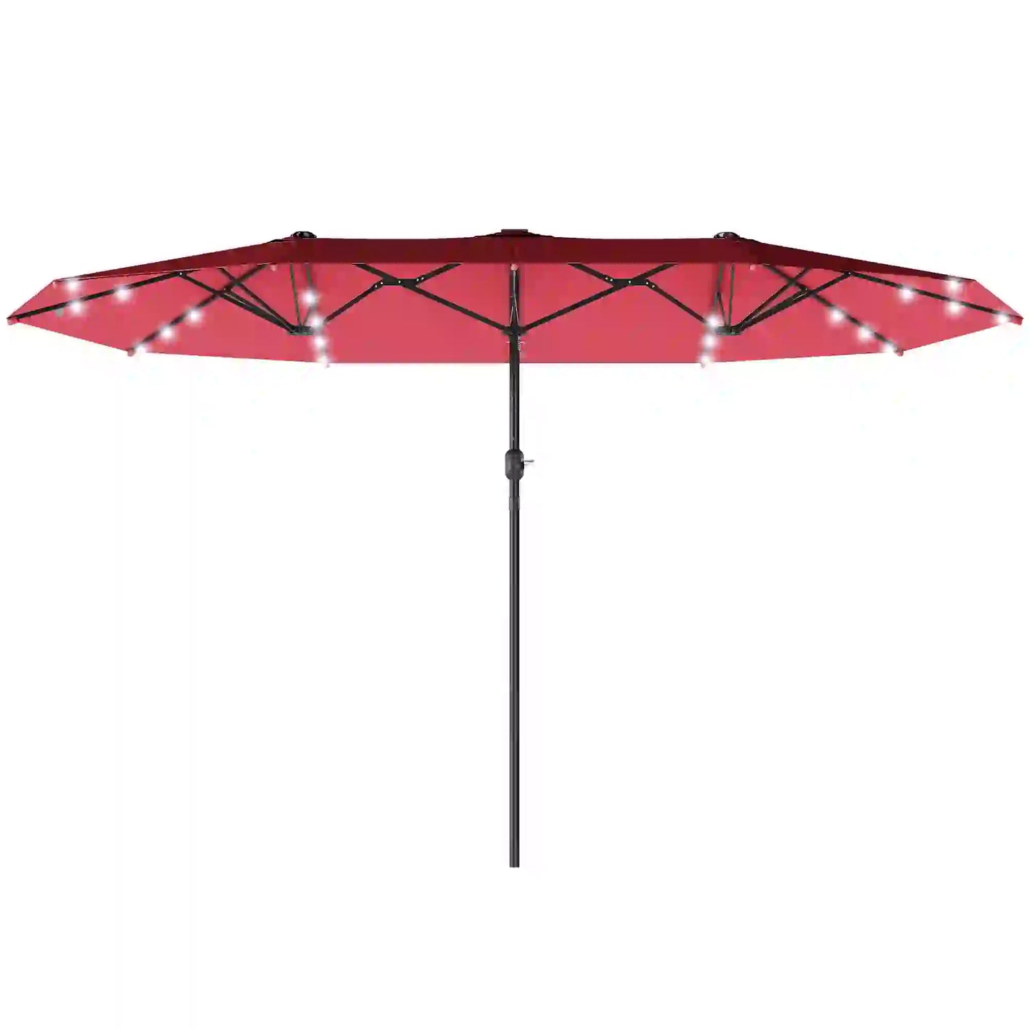 173.2" Double-Sided Sun Umbrella, LED Solar Light, No Base, Wine Red Double-sided Umbrellas Wine Red at Gallery Canada