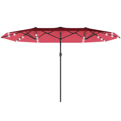 173.2" Double-Sided Sun Umbrella, LED Solar Light, No Base, Wine Red Double-sided Umbrellas Wine Red at Gallery Canada