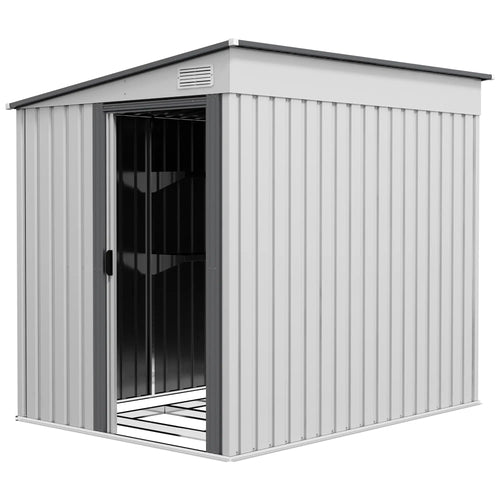 5'x7' Lean to Metal Shed, Sliding Door, 2 Vents, White