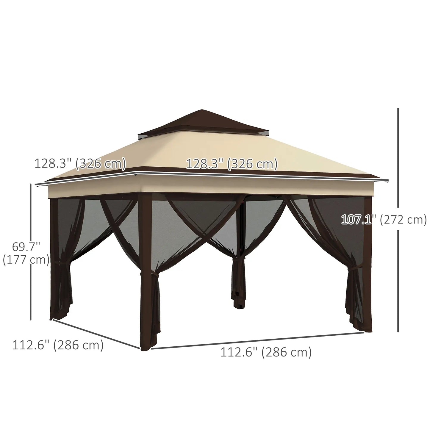 10.7 x 10.7ft Pop Up Gazebo, UV30+ Roof, Removable Mesh Curtains, Beige Pop Up Canopies at Gallery Canada