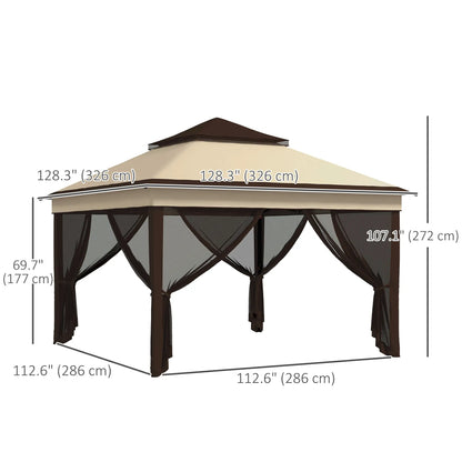 10.7 x 10.7ft Pop Up Gazebo, UV30+ Roof, Removable Mesh Curtains, Beige Pop Up Canopies at Gallery Canada