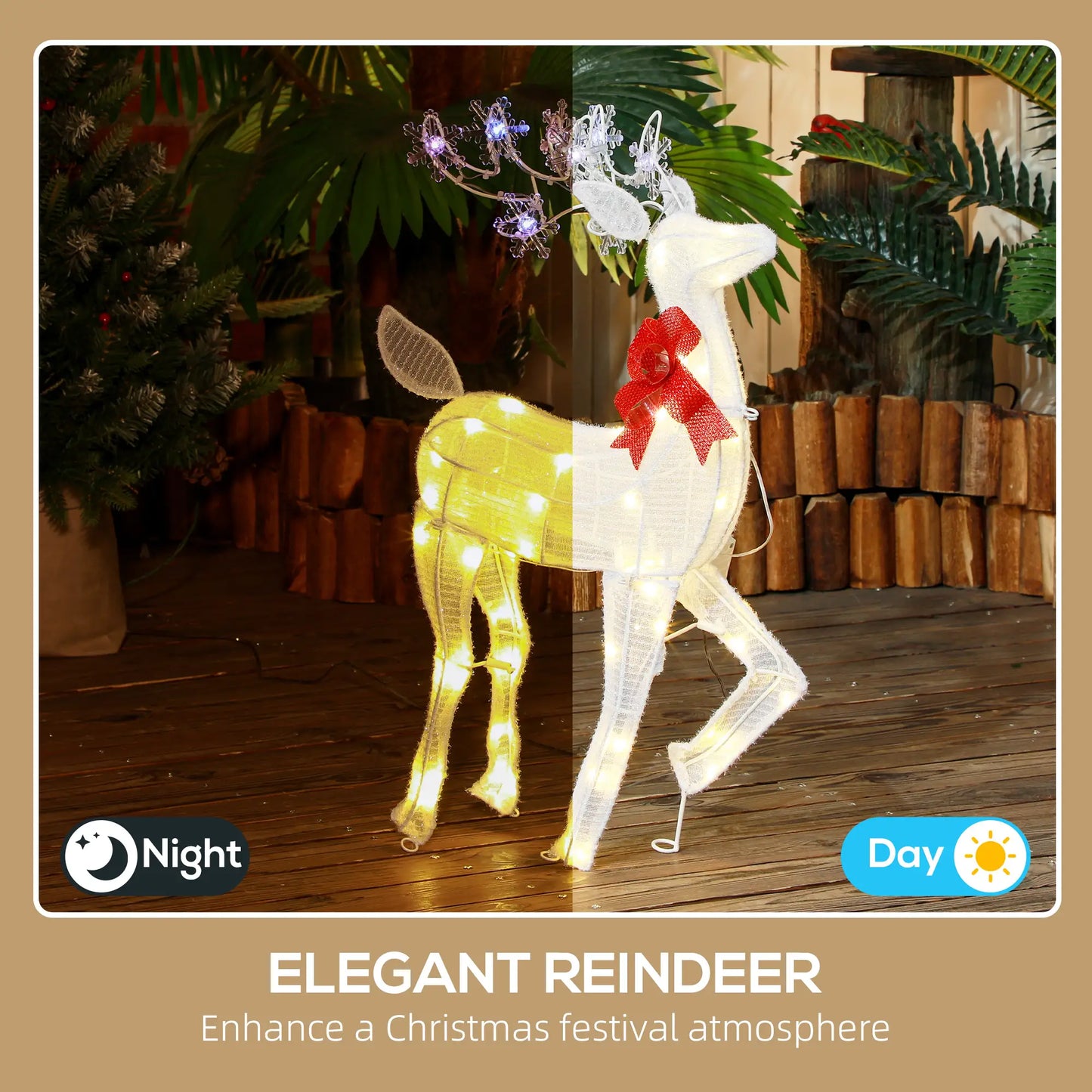 Light Up Reindeer Yard Decoration, Indoor Outdoor Garden Lawn, White Christmas Deer Lights at Gallery Canada