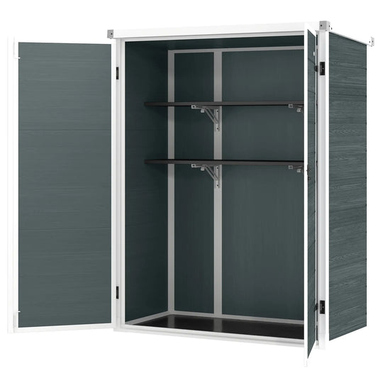 Plastic Storage Shed, 4.4' x 2.3', Lockable Doors, Foldable Shelves, Grey Sheds Distressed Grey, White at Gallery Canada