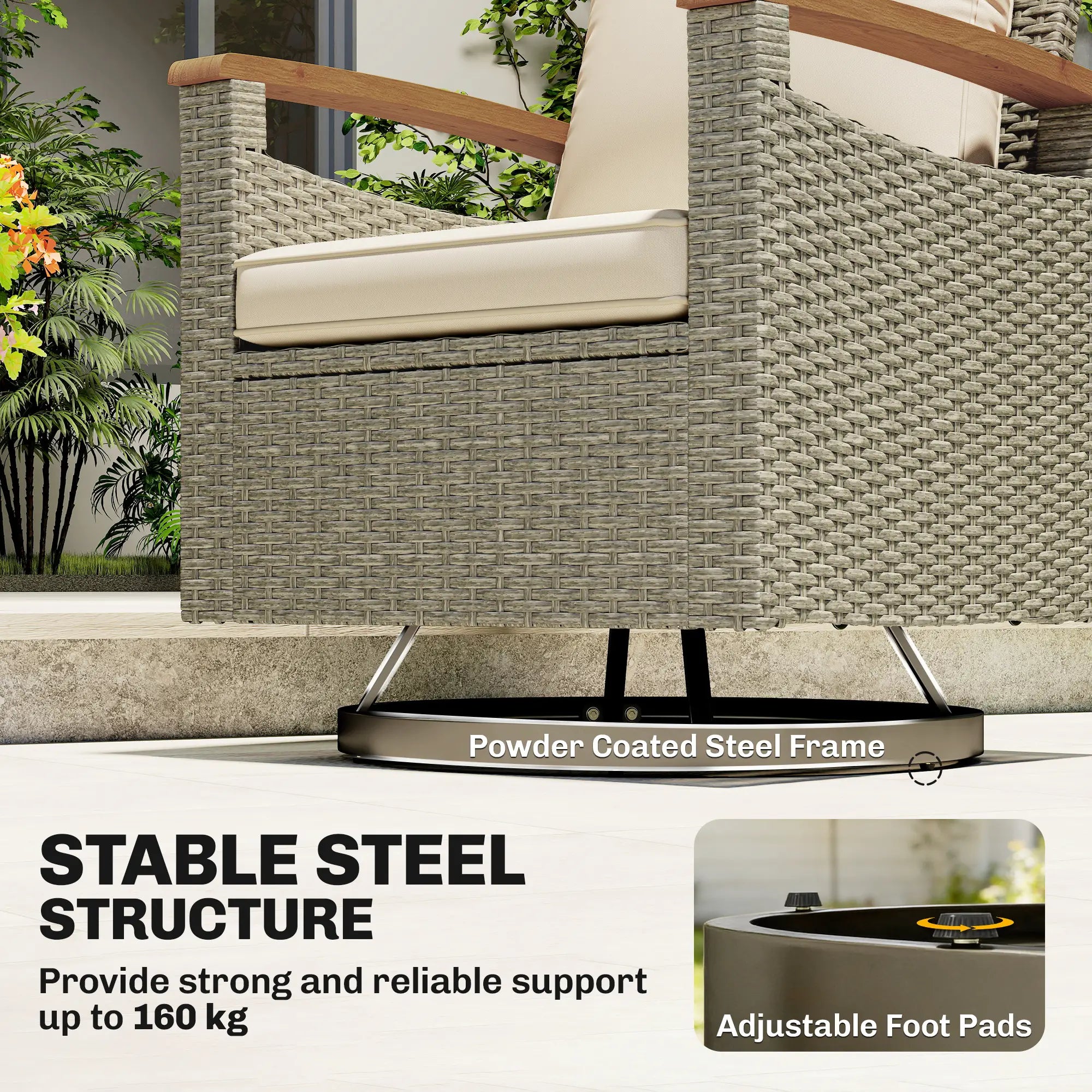 Patio Swivel Chairs Set Of 2, PE Rattan Wicker Chair, Cream White Patio Chairs at Gallery Canada