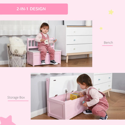 2-in-1 Wooden Kids Toy Box, Storage Bench Seat, Pink Baby & Kids Storage at Gallery Canada