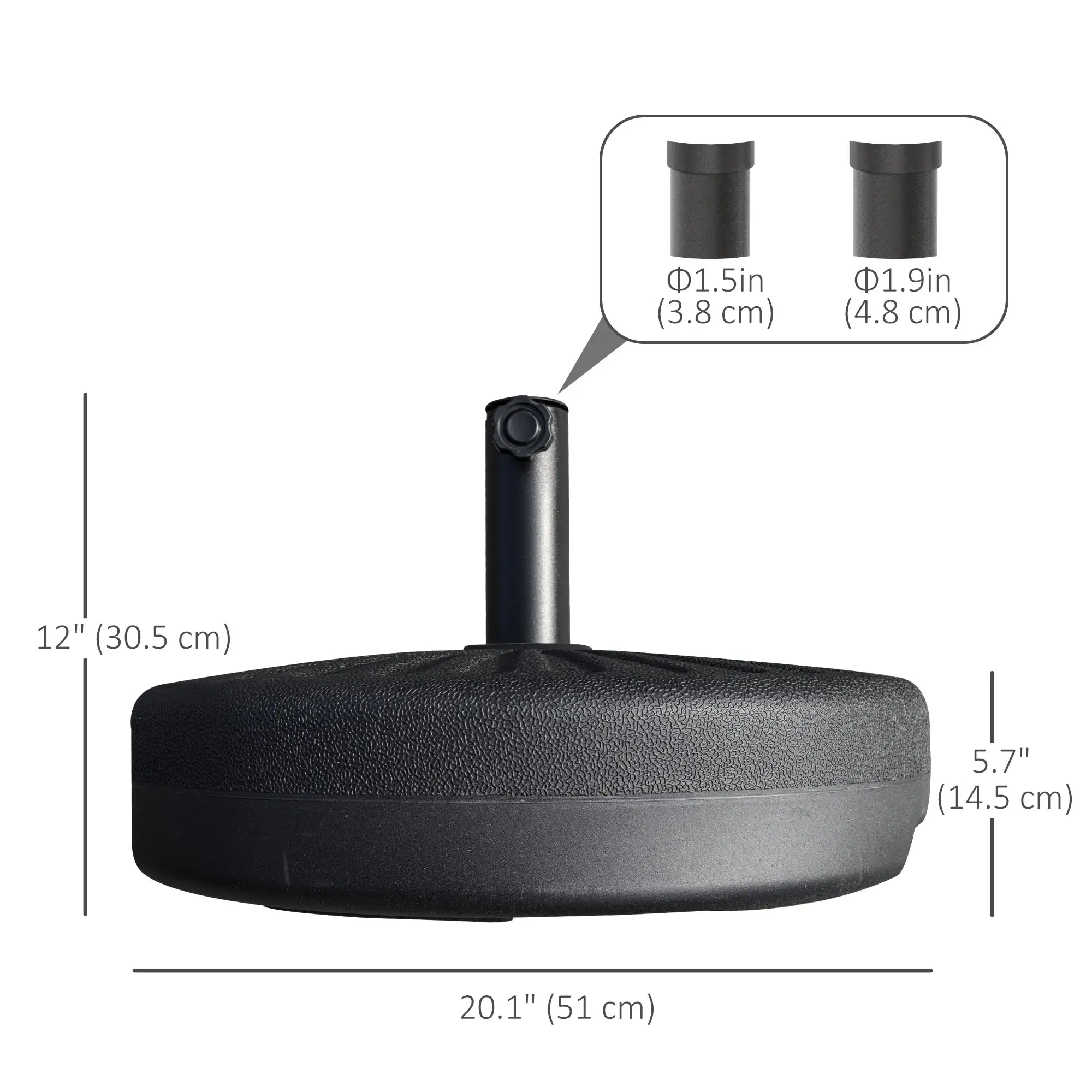 48 lb Heavy Duty Patio Umbrella Base, Water Filled Stand, Black Umbrella Bases at Gallery Canada