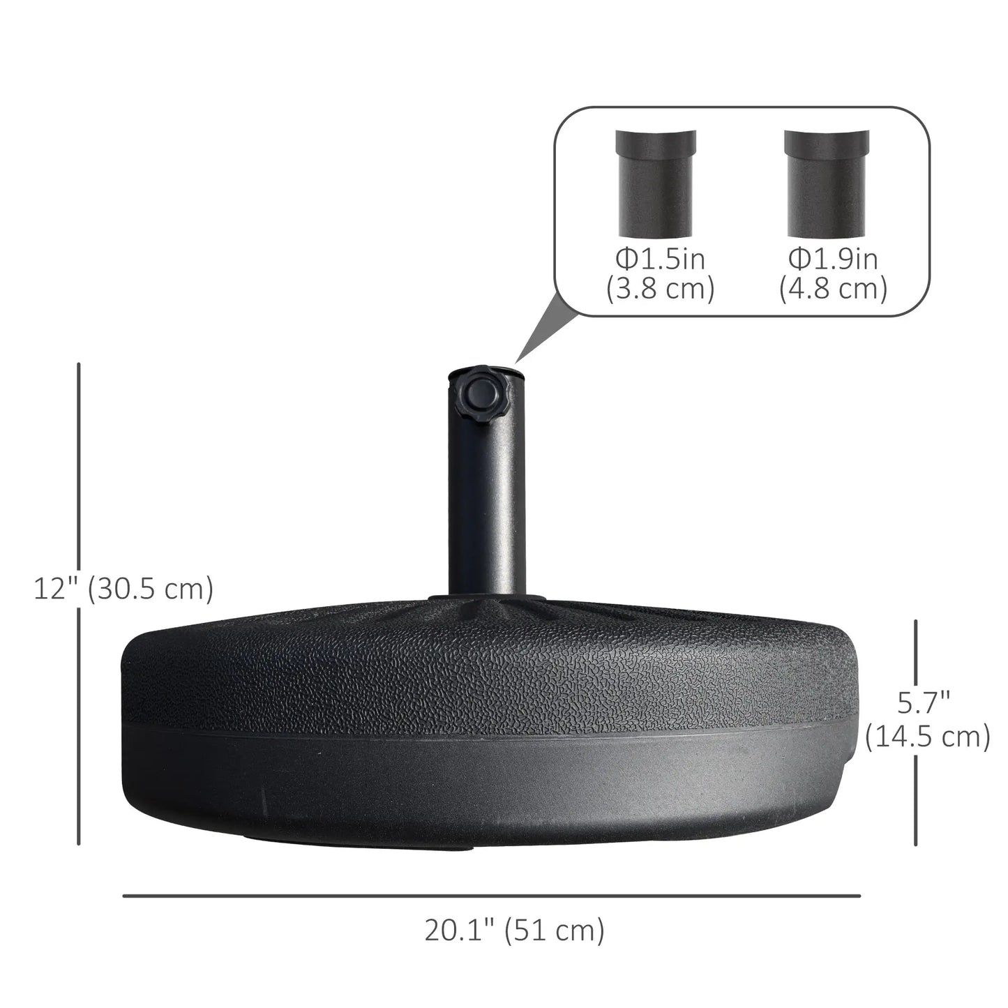 48 lb Heavy Duty Patio Umbrella Base, Water Filled Stand, Black Umbrella Bases at Gallery Canada
