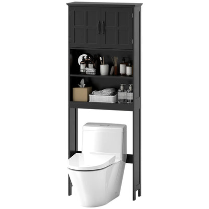 Modern Over Toilet Storage, Bathroom Cabinet with Shelves, Double Door, Black Bathroom Cabinets Black at Gallery Canada