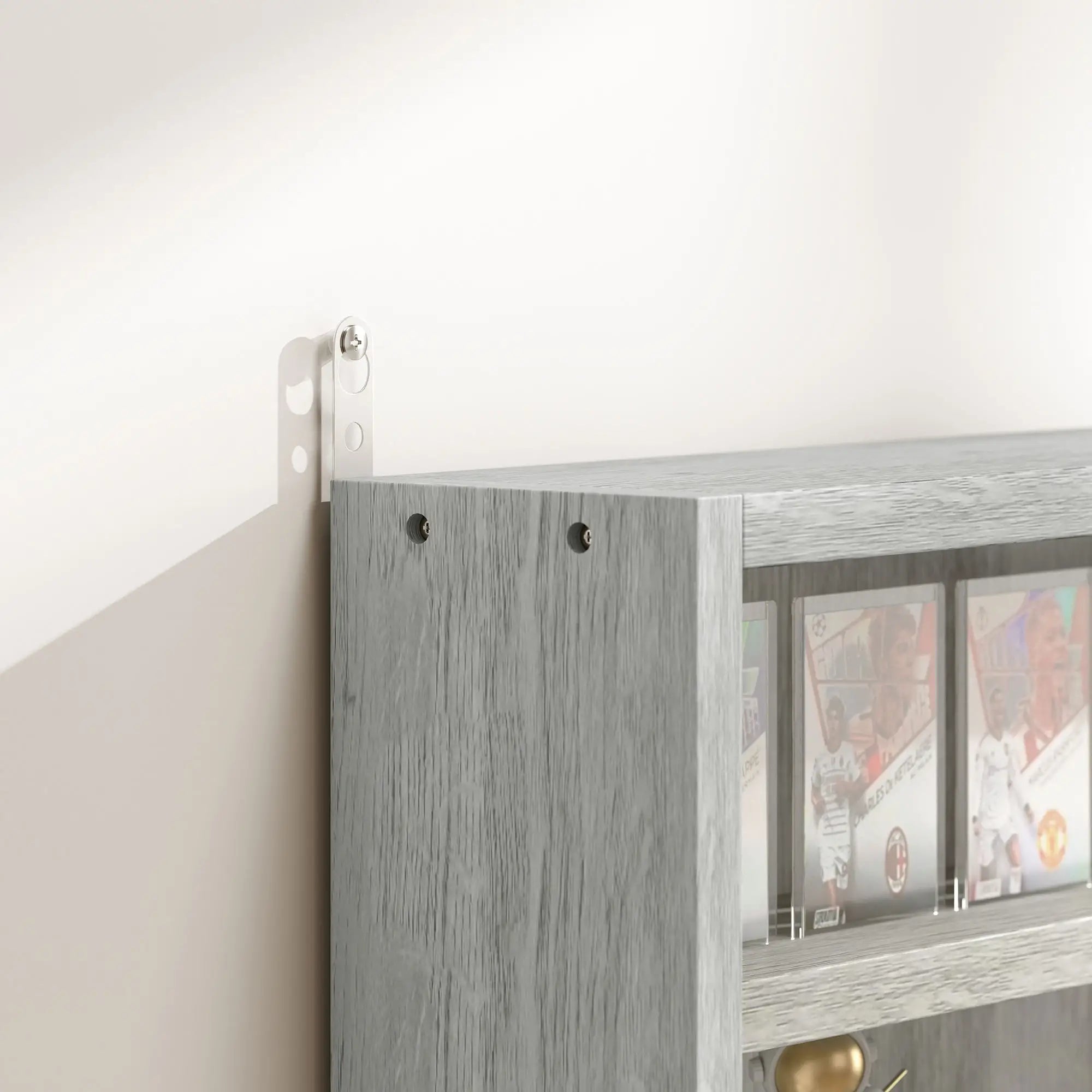 5-Tier Glass Display Cabinet, 2 Doors, 4 Adjustable Shelves, Grey Display Bookshelves at Gallery Canada