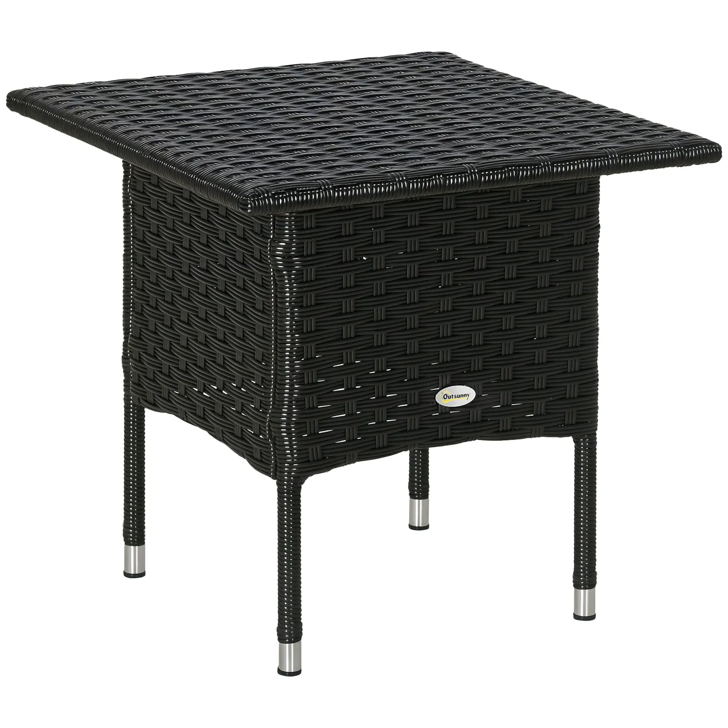 20" Outdoor Wicker Coffee Table, Plastic Board, Black Patio Dinning Tables at Gallery Canada