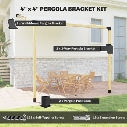 15° Slanted Pergola Bracket Kit, 3.6" X 3.6" Lumber, Black Pergolas at Gallery Canada