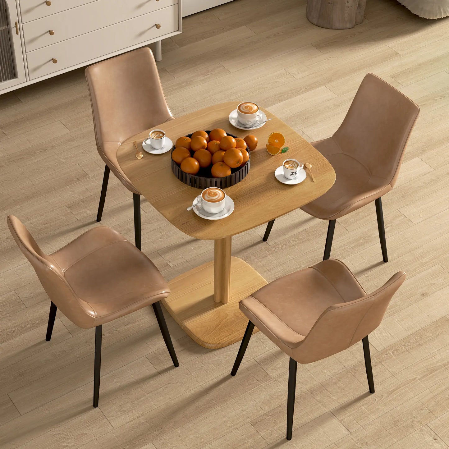 Modern Dining Table For 4, 27.6" x 27.6", Natural Wood Bar Tables at Gallery Canada