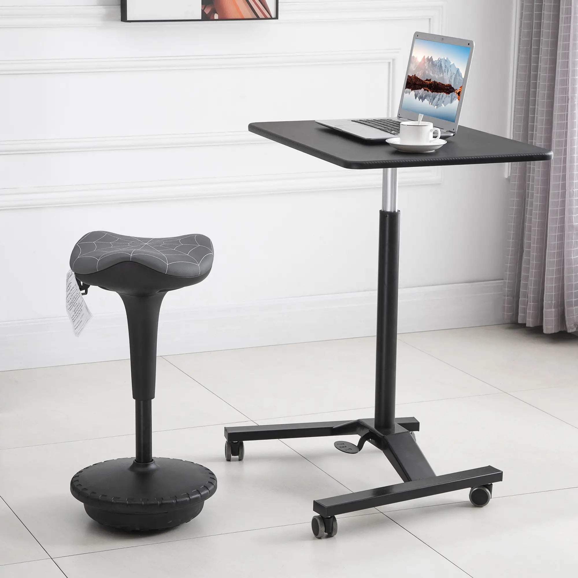 Backless Wobble Stool, Adjustable Standing Desk Chair, Grey Task Chairs at Gallery Canada
