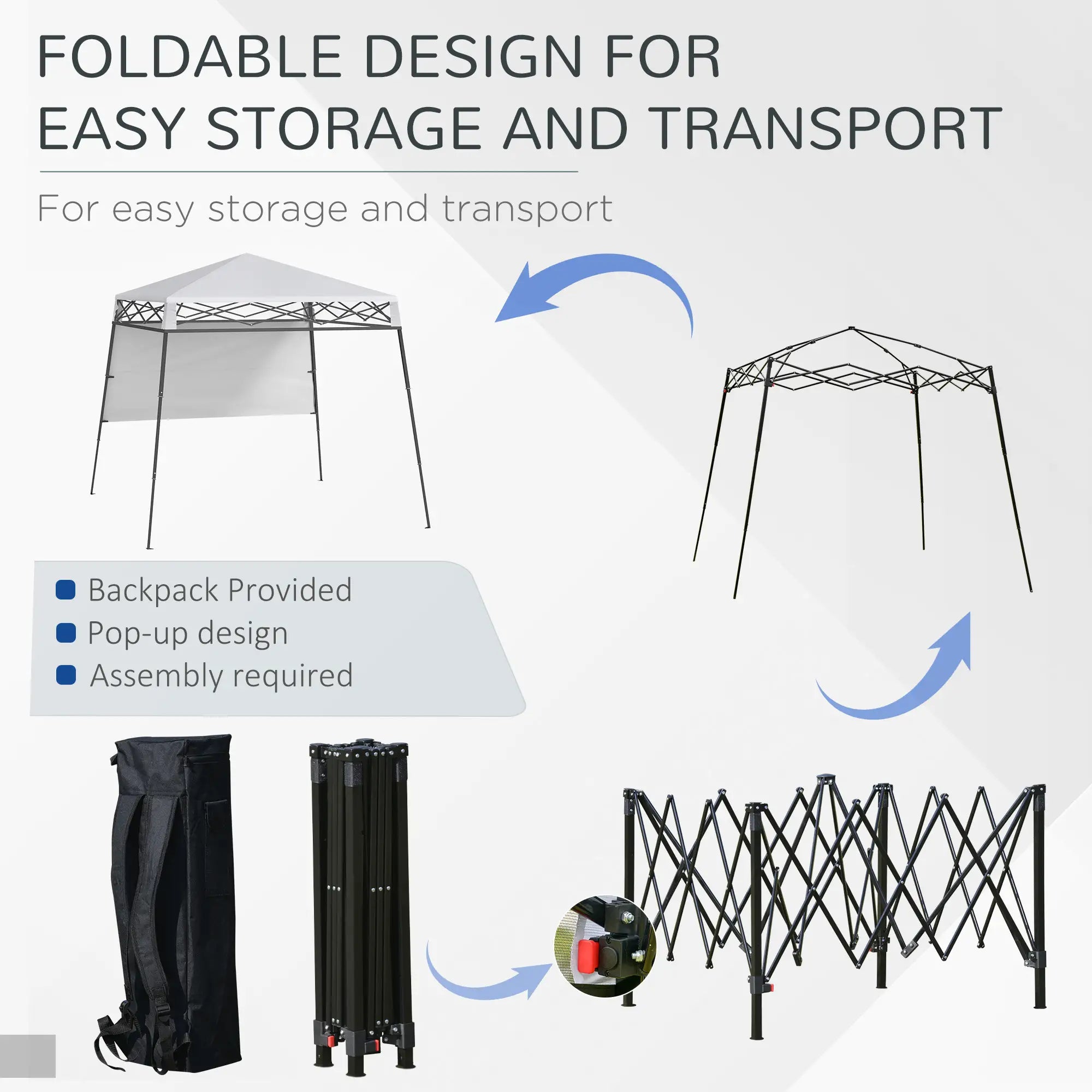 7' x 7' Pop Up Canopy Gazebo Tent, Adjustable Legs, White Pop Up Canopies at Gallery Canada
