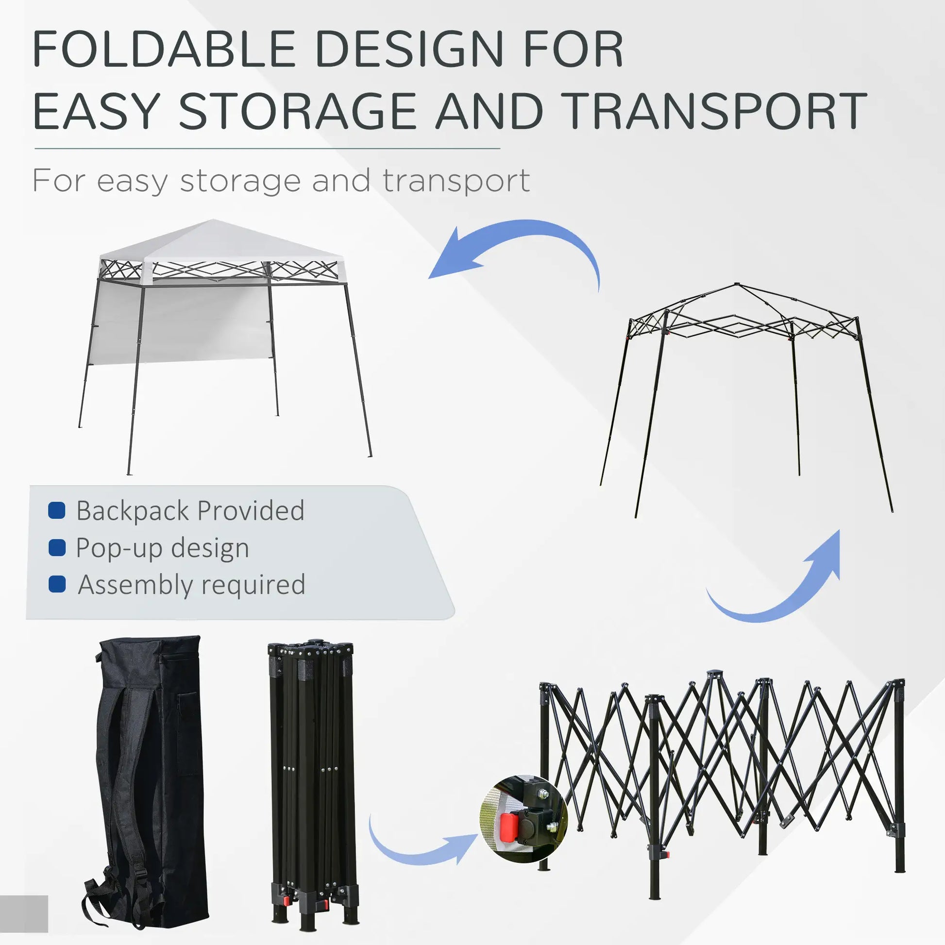 7' x 7' Pop Up Canopy Gazebo Tent, Adjustable Legs, White Pop Up Canopies at Gallery Canada