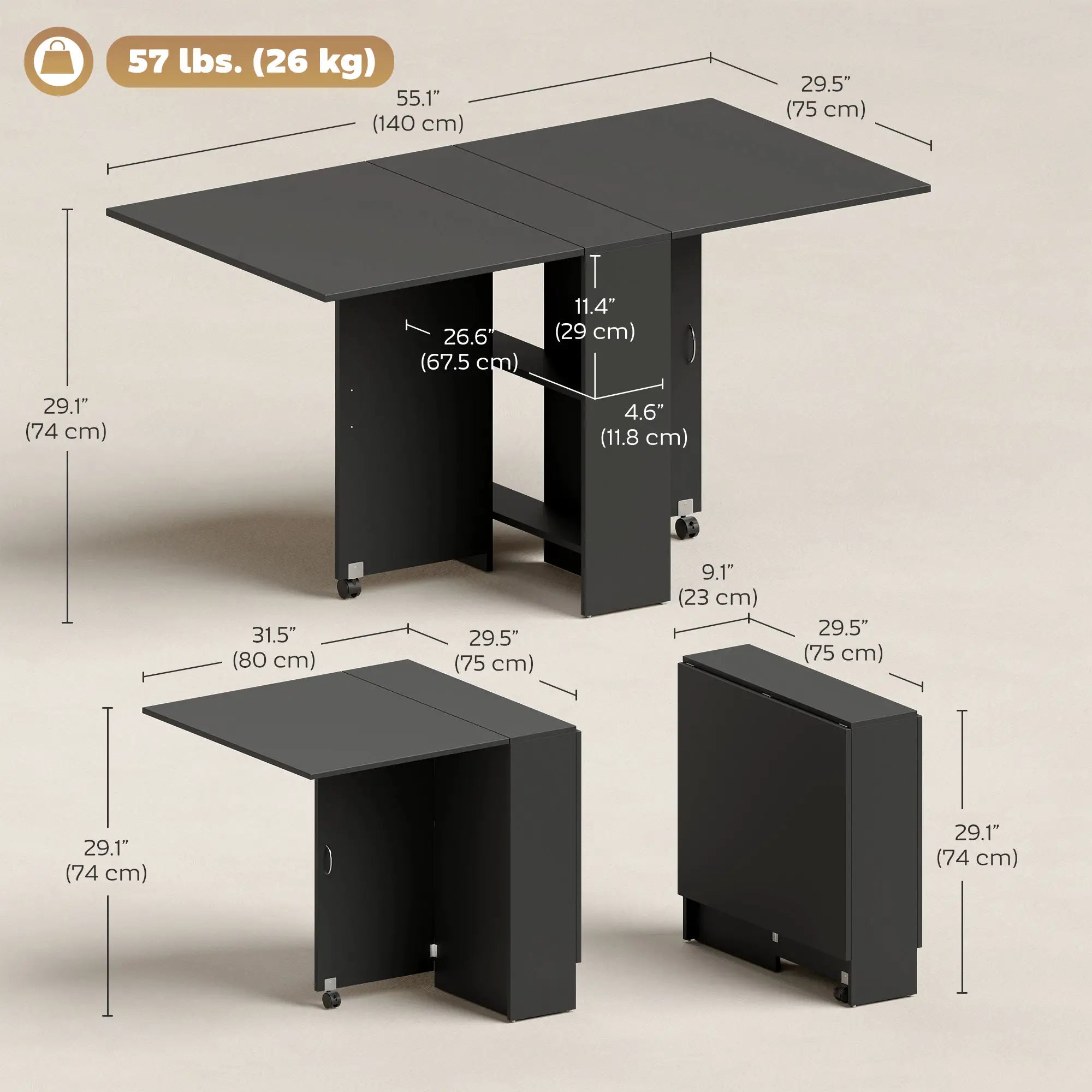 Extendable Dining Table, Collapsible Folding Table, Black Bar Tables & Dining Tables at Gallery Canada