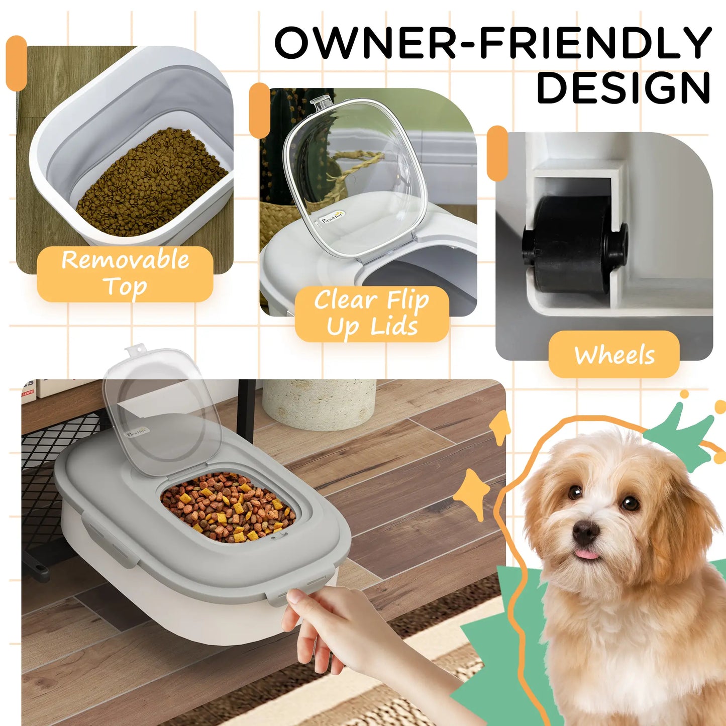 6-30lb Collapsible Dog Food Container, Airtight Lids, Wheels, Grey Dog Bowls at Gallery Canada