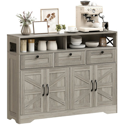Grey Sideboard, Buffet Cabinet With 4 Barn Doors, 3 Drawers, Grey Bar Cabinets at Gallery Canada