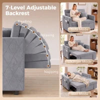 52" Velvet Sofa Bed, Pull Out Sleeper, USB Ports, Dark Grey