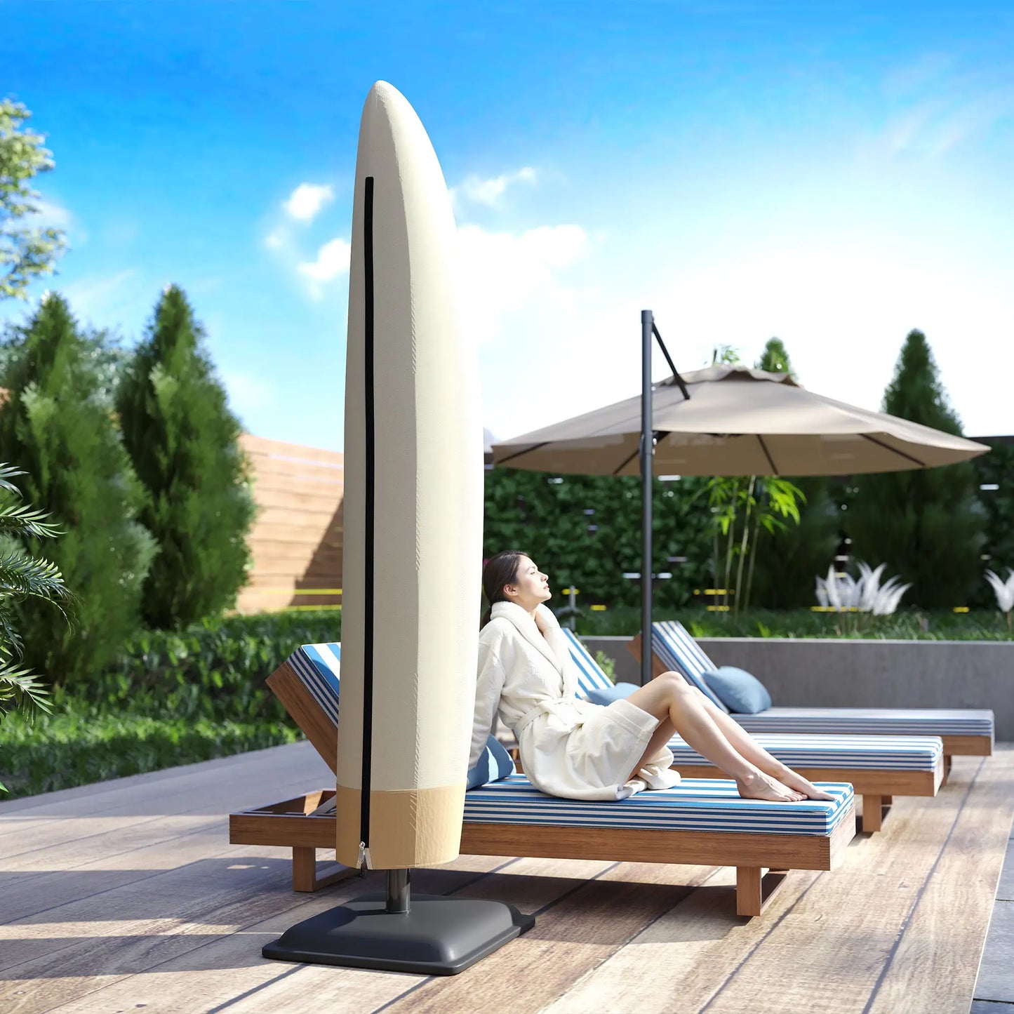87-Inch Patio Umbrella Cover, 10ft to 13ft, Coffee and Beige Umbrella Covers at Gallery Canada