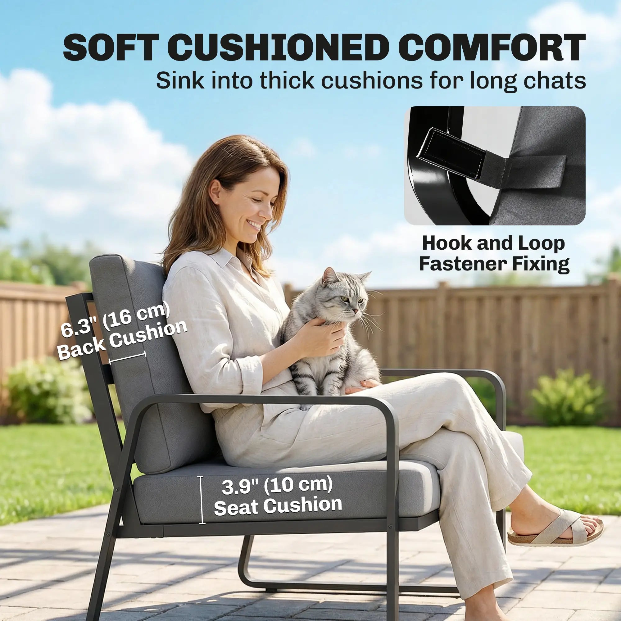 Outdoor Sofa, Thick Cushions, Patio Loveseat, 2 Seater, Black And Light Grey Patio Furniture Sets at Gallery Canada