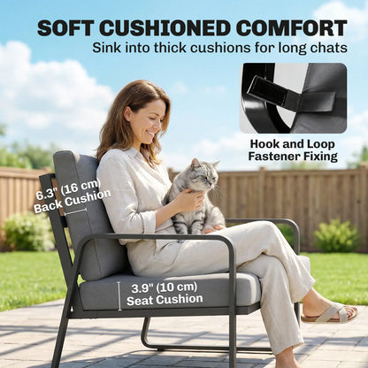 Outdoor Sofa, Thick Cushions, Patio Loveseat, 2 Seater, Black And Light Grey Patio Furniture Sets at Gallery Canada