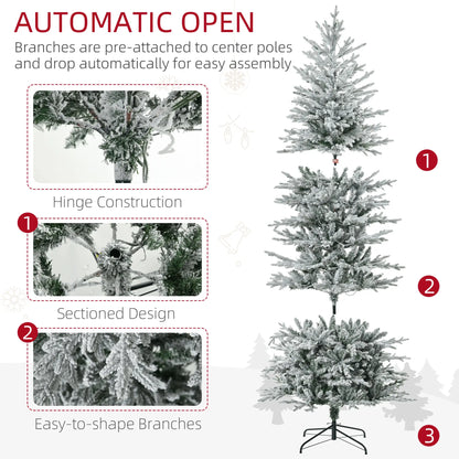 7' Pre Lit Flocked Christmas Tree, Snow Branches, Warm White Lights, Arctic Fir Pre Lit Christmas Trees at Gallery Canada