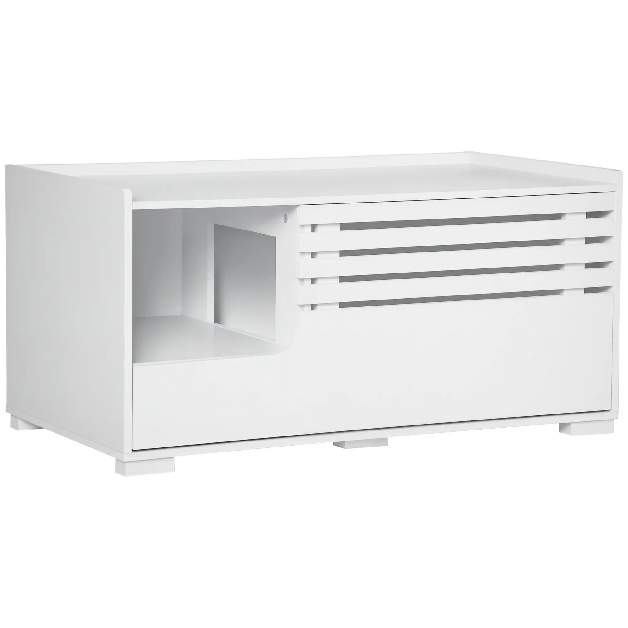 Hidden Cat Litter Box Furniture, With Storage and Side Table, White Cat Litter Box Enclosures at Gallery Canada