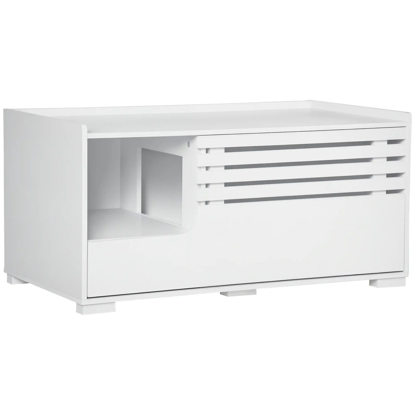 Hidden Cat Litter Box Furniture, With Storage and Side Table, White Cat Litter Box Enclosures at Gallery Canada