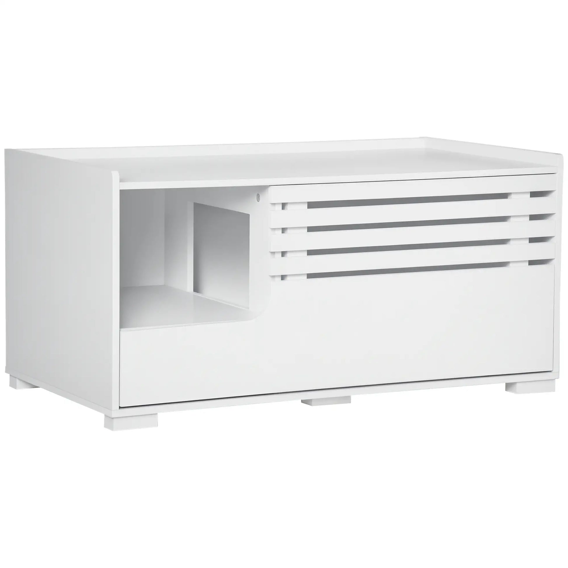 Hidden Cat Litter Box Furniture, With Storage and Side Table, White Cat Litter Box Enclosures at Gallery Canada