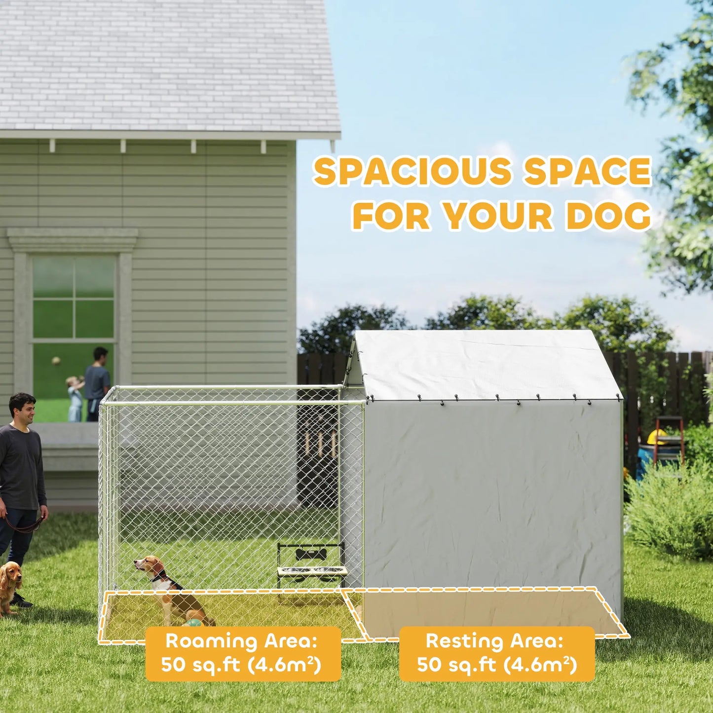 Galvanized Steel Dog Kennel, Waterproof UV-Resistant Cover, 13.1' x 7.5' x 7.5' Houses, Kennels & Pens at Gallery Canada